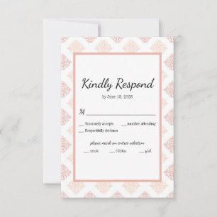 Soft Peachy Blush Damask RSVP Card