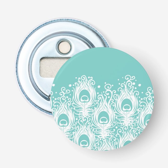 Soft peacock feathers bottle opener (Front)