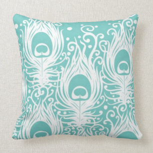 Soft peacock feathers cushion