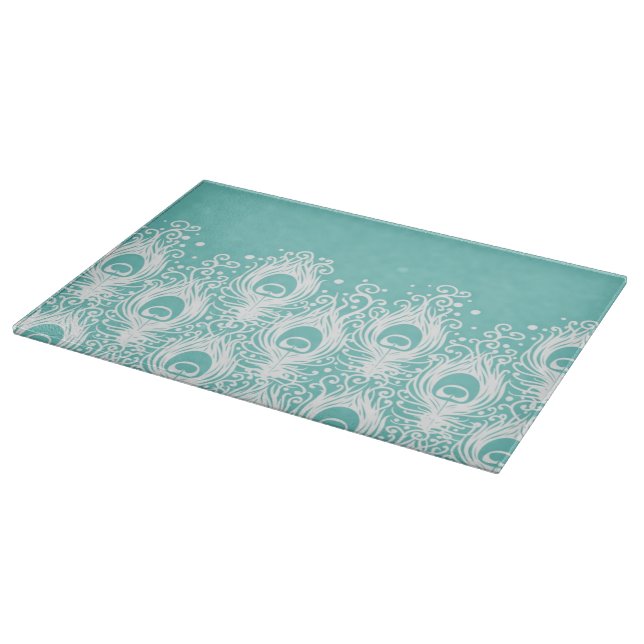 Soft peacock feathers cutting board (Corner)