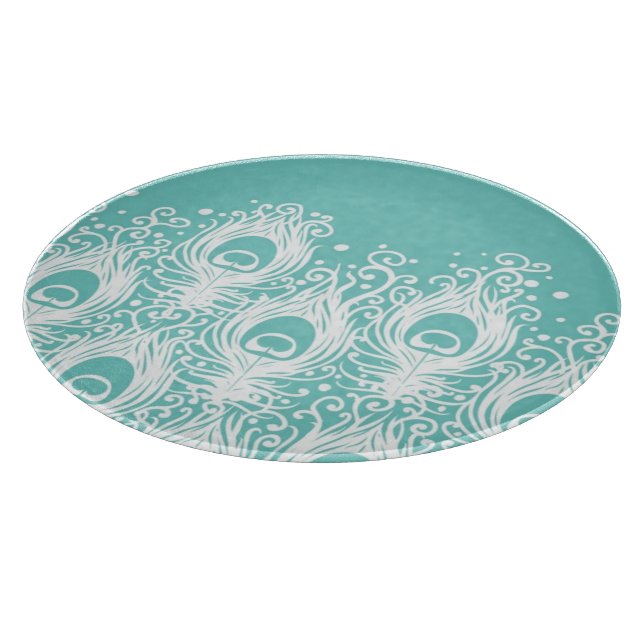 Soft peacock feathers cutting board (Corner)