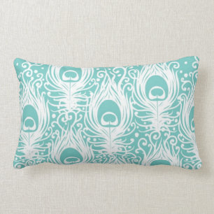 Soft peacock feathers lumbar cushion