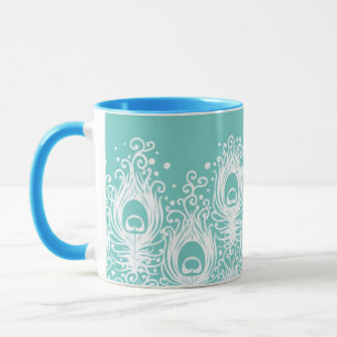 Soft peacock feathers mug