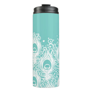 Soft peacock feathers thermal tumbler