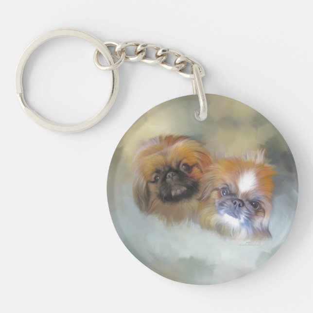 Soft Pekingese Duo Key Ring (Front)