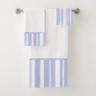 Soft Periwinkle White Stripes Bath Towel Set