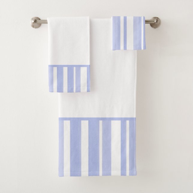 Soft Periwinkle White Stripes Bath Towel Set (Insitu)
