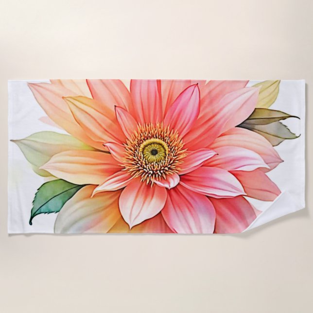 Soft Petal Abstract Bloom Design Beach Towel (Front)