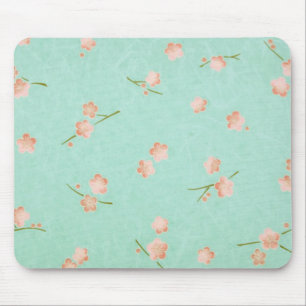 Soft Petals Peach & Aqua Mouse Pad