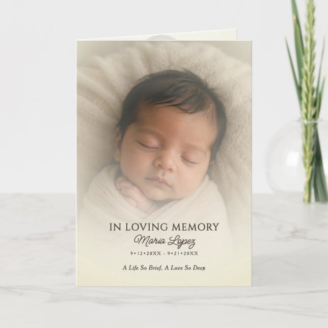 Soft Photo & Angel Baby Funeral/Memorial Folded Program (Front)