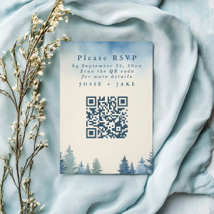 Soft pine trees rsvp qr code enclosure card