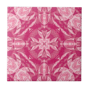 Soft Pink Abstract Floral Mandala Pattern  Ceramic Tile