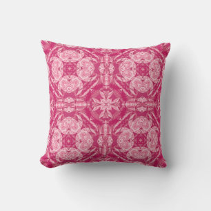 Soft Pink Abstract Floral Mandala Pattern Cushion