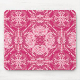 Soft Pink Abstract Floral Mandala Pattern Mouse Pad