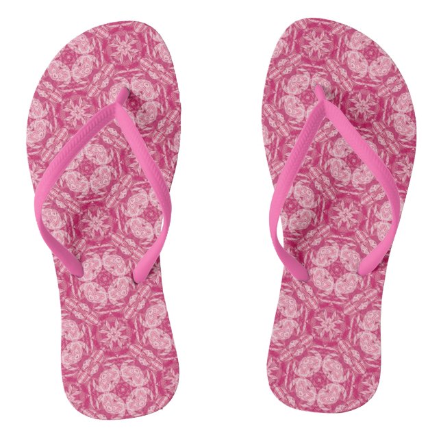 Soft Pink Abstract Floral Pattern  Thongs (Footbed)