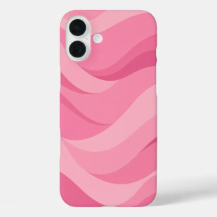 Soft Pink Abstract Waves Pattern iPhone 16 Plus Case