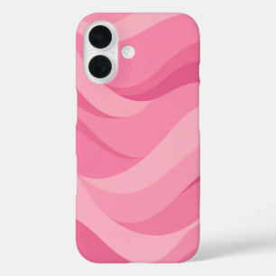Soft Pink Abstract Waves Pattern iPhone 16 Case