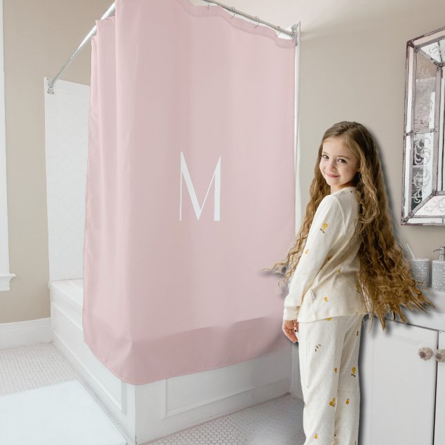 soft pink  - add monogram shower curtain (Creator Uploaded)