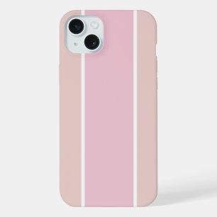Soft Pink and Beige Vertical Stripe Pattern iPhone 15 Plus Case