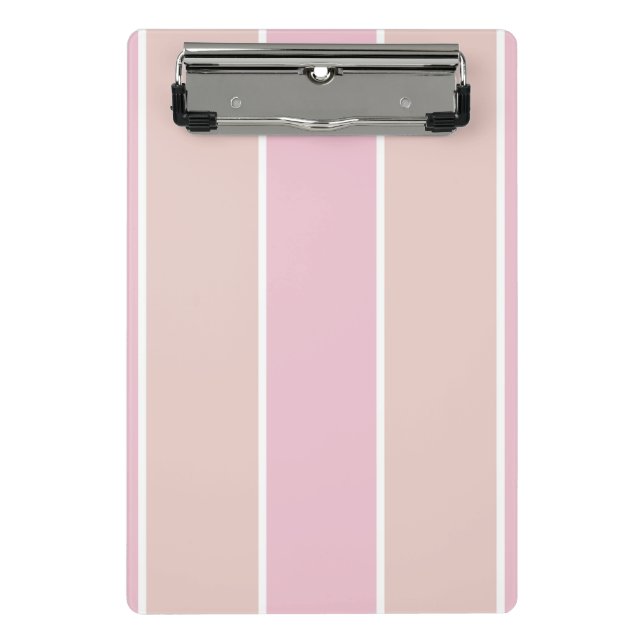 Soft Pink and Beige Vertical Stripe Pattern Mini Clipboard (Front)