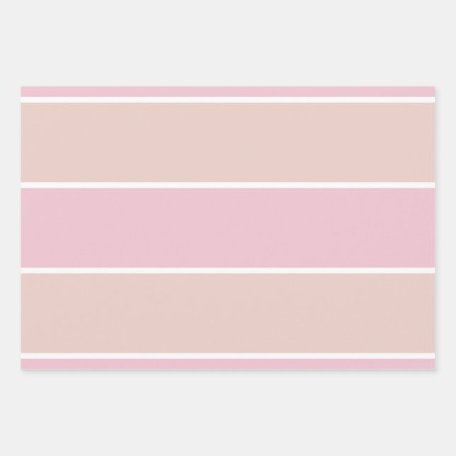 Soft Pink and Beige Vertical Stripe Pattern Wrapping Paper Sheet (Front)