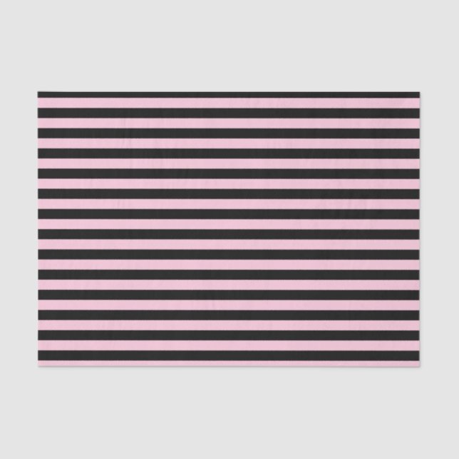 Soft Pink and Black Stripes Tissue Paper (Front)