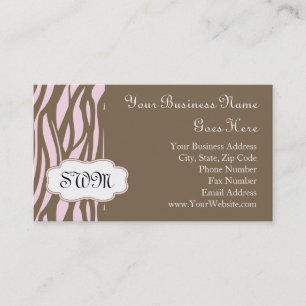 Soft Pink and Brown Monogram Frame Business Cards