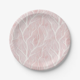 Soft Pink and Cream Tree Branches   Paper Plate