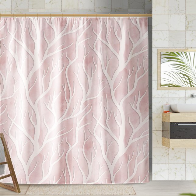 Soft Pink and Cream Tree Branches   Shower Curtain (Creator Uploaded)
