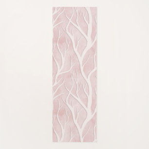 Soft Pink and Cream Tree Branches Yoga Mat