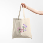 Soft pink and lilac wildflowers with your initial. tote bag<br><div class="desc">Soft pink and lilac wildflowers in watercolor with your initial. Personalise your bag with your initial or that of the person you want to give it to. Some time ago I drew the meadow flowers of my village in watercolour. I love their variety of colours, in this case the blue...</div>