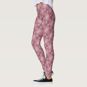 Soft pink and purple abstract diagonal pattern leggings