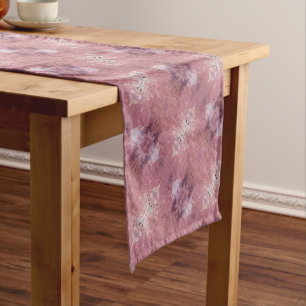 Soft pink and purple abstract diagonal pattern short table runner