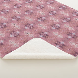 Soft pink and purple abstract pattern sherpa blanket