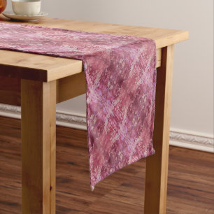 Soft pink and purple geometric diagonal pattern short table runner
