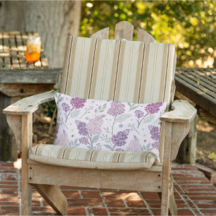 Soft Pink and Purple Lilac Floral Pattern Lumbar Cushion