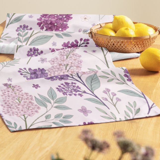 Soft Pink and Purple Lilac Floral Pattern   Medium Table Runner (Creator Uploaded)
