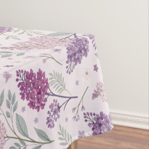 Soft Pink and Purple Lilac Floral Pattern   Tablecloth