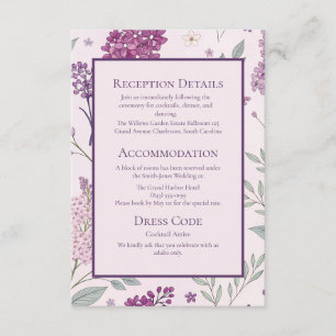 Soft Pink and Purple Lilac Floral Wedding Enclosure Card