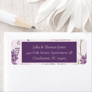 Soft Pink and Purple Lilac Floral Wedding Return Address Label