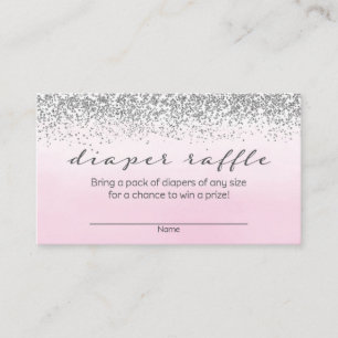 Soft Pink and Silver Baby Shower Diaper Raffle Enclosure Card