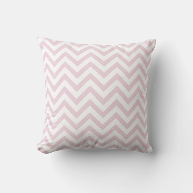 Soft Pink and White Chevron Pattern Pillow (Front)