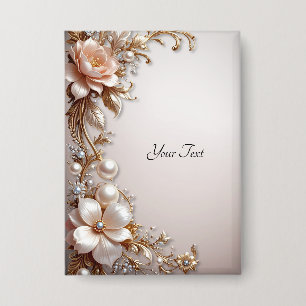 Soft Pink and White Flowers Button