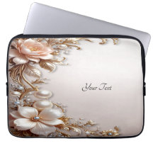 Soft Pink and White Flowers Laptop Sleeve