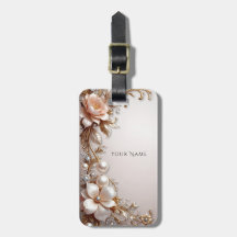 Soft Pink and White Flowers Luggage Tag