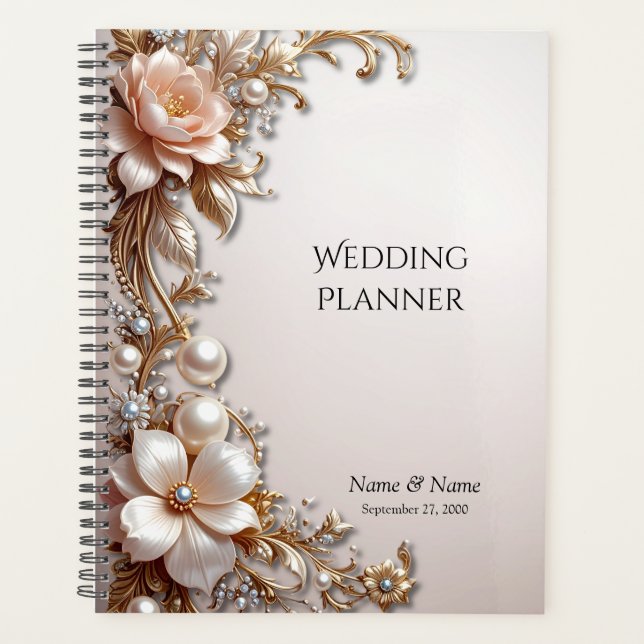 Soft Pink and White Flowers Planner (Front)