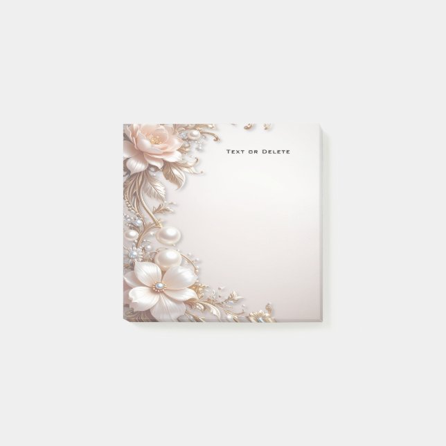 Soft Pink and White Flowers Post it Notes (Front)