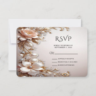 Soft Pink and White Flowers RSVP Card