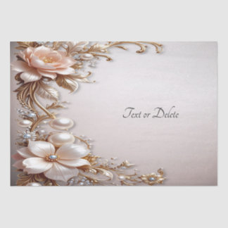 Soft Pink and White Flowers Tissue Paper