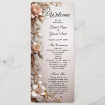 Soft Pink and White Flowers Wedding Program